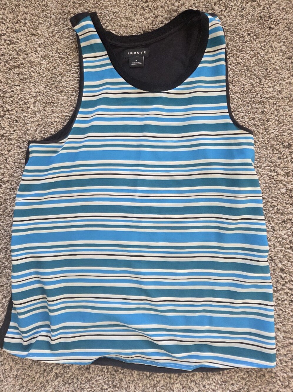 Striped Blue & White Sleeveless Tunic Top